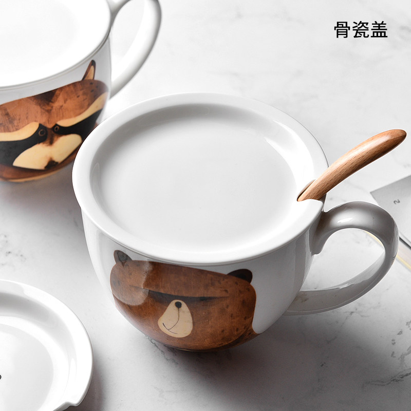 象有秘密 杯盖陶瓷通用马克杯盖子 竹盖防尘创意水杯盖木质碗盖