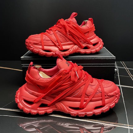 厚底老爹鞋男款本命年红色潮牌男鞋2025秋冬新款户外运动休闲鞋子