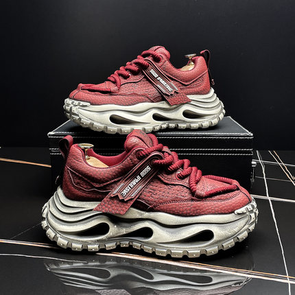 复古做旧老爹鞋男款2026春季新款厚底增高男鞋时尚百搭运动休闲鞋