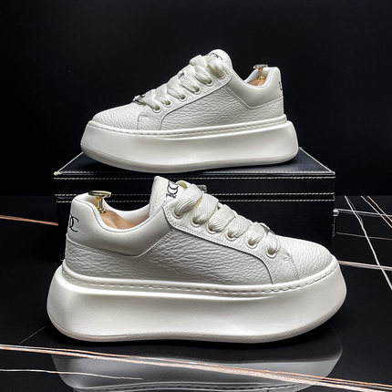 极简小白鞋男款2025秋季新款白色板鞋增高厚底男鞋百搭运动休闲鞋