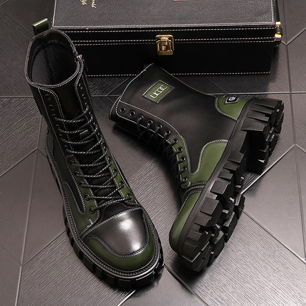 高帮马丁靴男款秋冬季加绒保暖棉鞋厚底靴子长筒皮靴英伦风工装靴