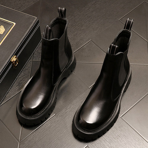 英伦风切尔西靴真皮马丁靴男