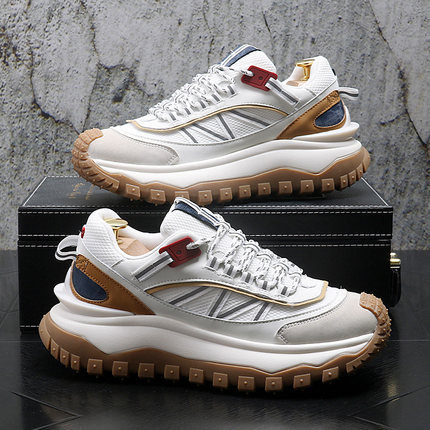 徒步鞋子男2025新款拼色老爹鞋小众原创潮牌男鞋牛筋底运动休闲鞋