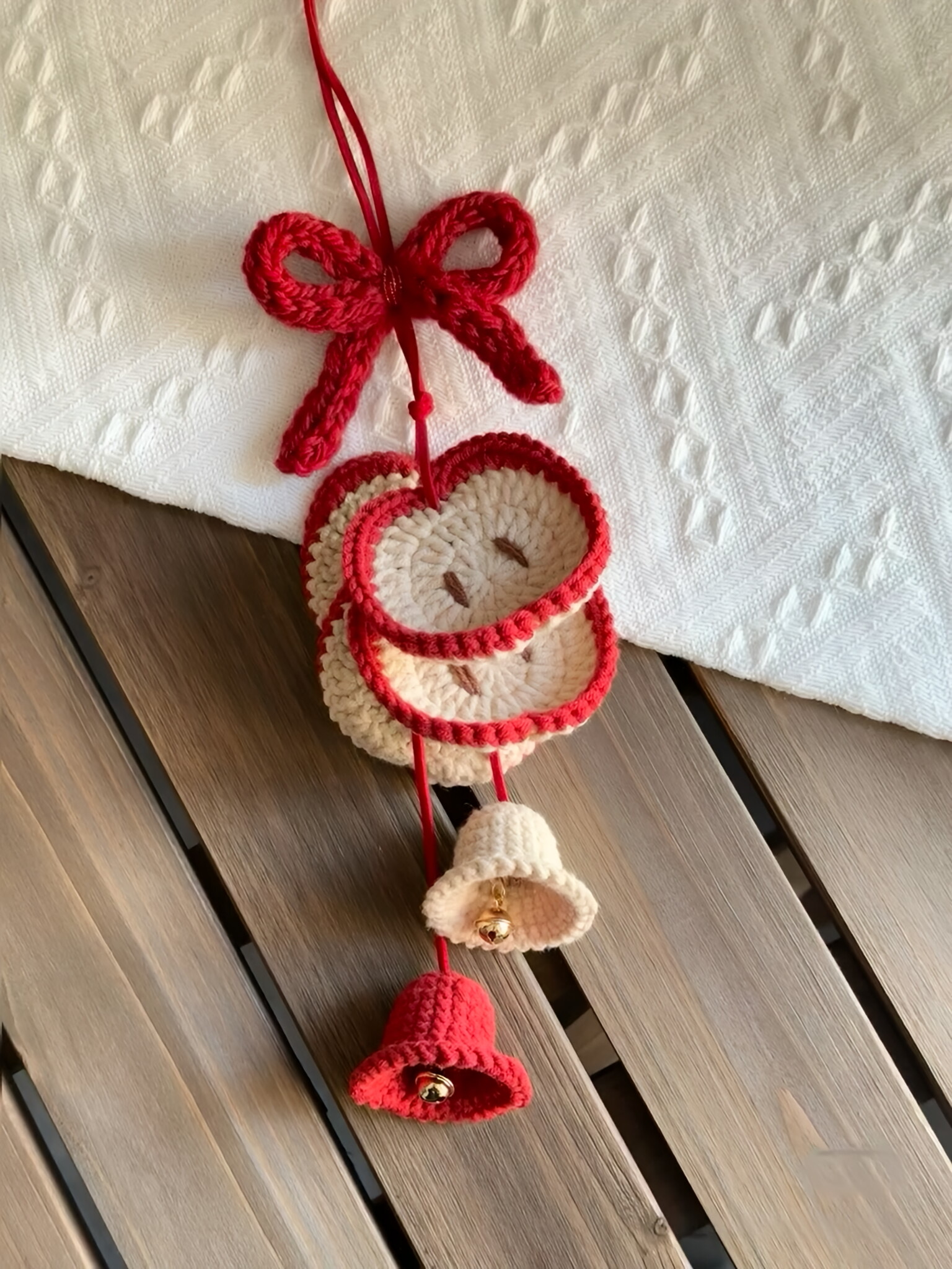 苹果车挂风铃毛线手工编织挂件平安喜乐车挂件创意礼物diy材料包