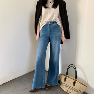 BEKISS贝斯7799直筒微喇牛仔裤女2026早春新款喇叭裤拖地阔腿裤子