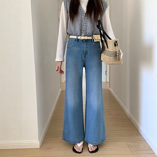 BEKISS贝斯7801直筒微喇牛仔裤女2026春季新款喇叭裤小个子阔腿裤