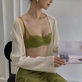 软钢圈内衣女小胸聚拢防下垂文胸套装 晚风吹过 法式 蕾丝薄款
