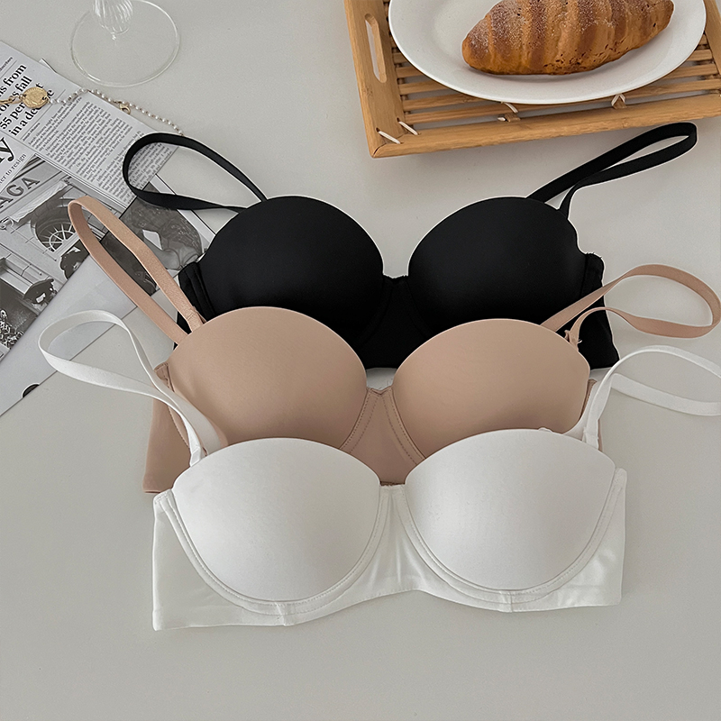 高阶美胸无痕聚拢软钢圈光面文胸