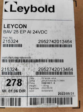 莱宝真空阀LEYCON BAV25EP AI24V全新原装正品，货号215324