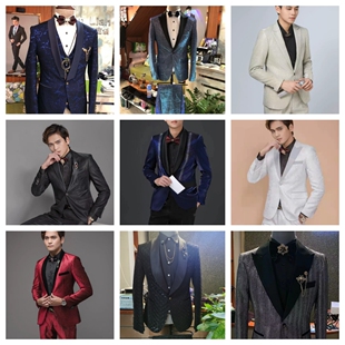 深圳租赁男士亮闪西装舞台表演合唱主持人服装歌手礼服修身西服