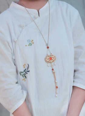 幽澜阁铜镀金珍珠流苏挂件可调节