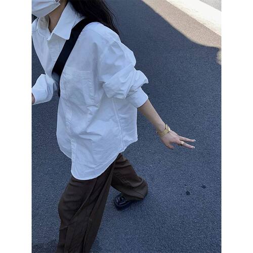 翻领长袖衬衫男女情侣款衬衣外套