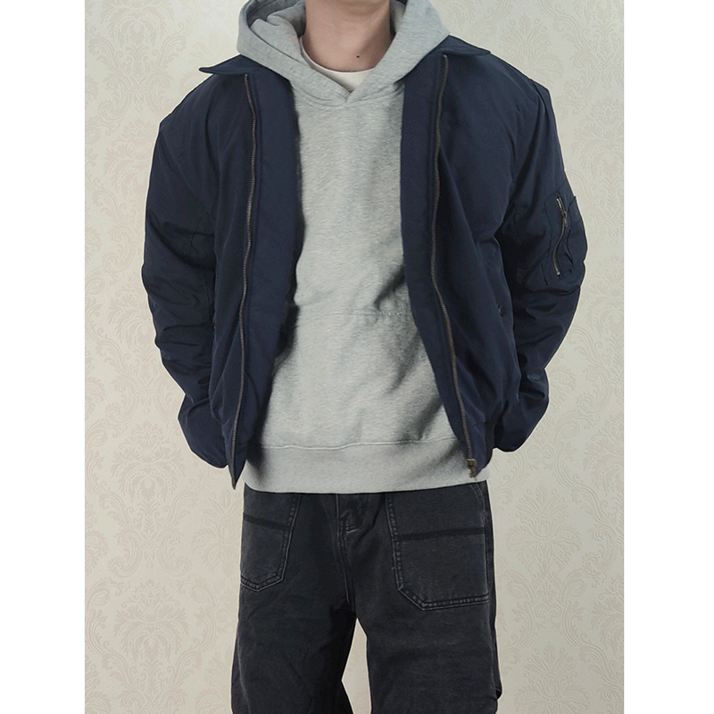 美式复古cleanfit翻领刺绣棉服男秋冬季宽松休闲百搭简约棉衣外套