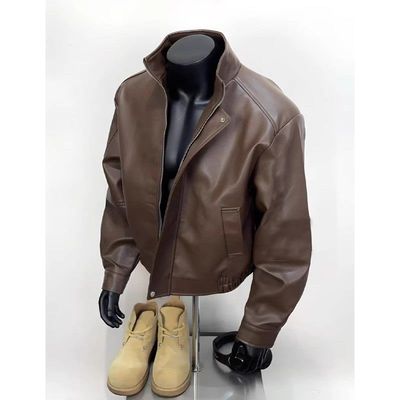 美式复古棕色皮衣外套男款秋冬季美拉德穿搭pu皮夹克痞帅机车服潮