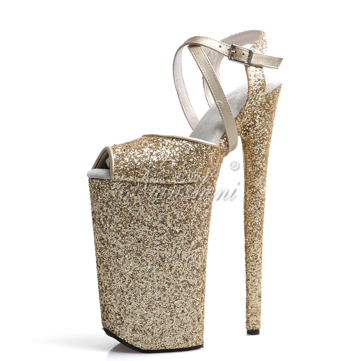 26cm超高跟鞋恨天高细跟防水台大码罗马镂空鱼嘴女凉鞋钢管舞厚底