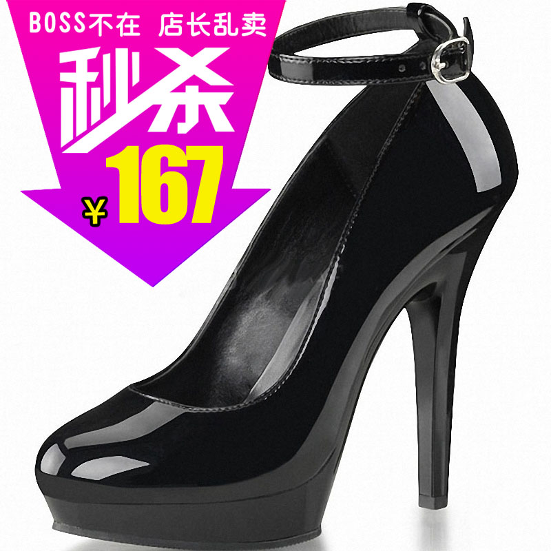 漆皮搭扣13cm舞台演出超高跟鞋