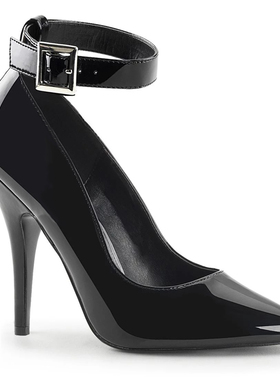 12cm超高跟鞋细跟尖头浅口低帮搭扣单鞋一字跟走秀宴会礼服小码女