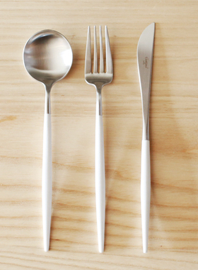 葡萄牙Cutipol官方授权GOA White白色西餐刀叉甜点咖啡勺筷子黄油