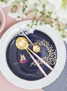 葡萄牙Cutipol官方授权GOA PG粉色镀金西餐叉甜点咖啡勺筷子