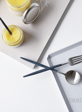 正品Cutipol官方授权GOA Blue蓝色餐具 叉勺西餐叉甜点勺咖啡勺