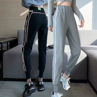 女高腰束脚长裤 ins卫裤 秋冬休闲百搭卫裤 女裤 宽松显瘦时尚 运动裤