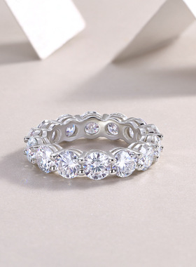 莫桑石爆闪纯银闭口女士戒指