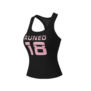 女高风字母数码印花带胸垫运动背心长款工字背中强度健身瑜伽女