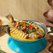 专业烤鱼炉定制圆形半天电磁炉酒精烤鱼盘蓝色鱼炉妖槐店虾火锅