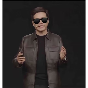 雷军同款皮衣 男士商务皮夹克高端翻领外套 春秋季韩版日常PU皮衣