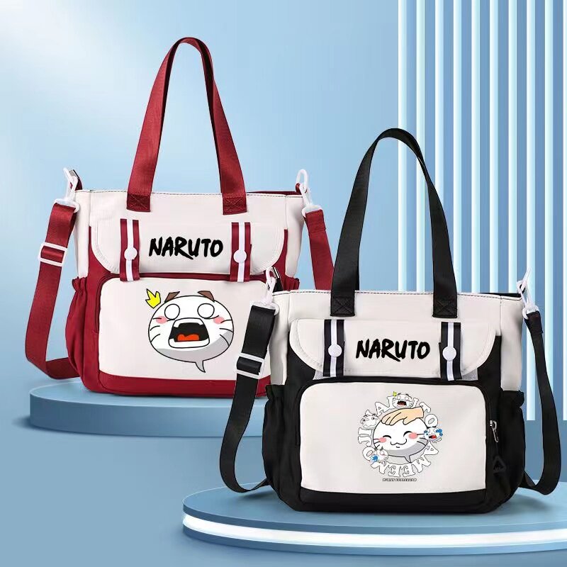 火影忍者游戏摸头表情包周边单肩斜挎包男女学生大容量动漫帆布包