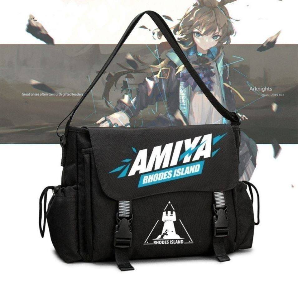 明日方舟罗德岛阿米娅动漫周边单肩斜挎包男女初中学生止课帆布包
