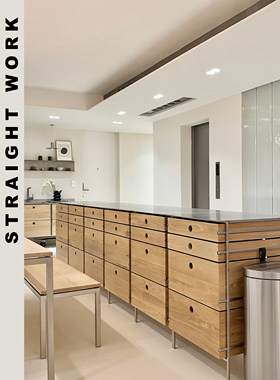 STRAIGHT原创橡木斗柜餐边柜收纳柜实木极简不锈钢多功能柜子北欧