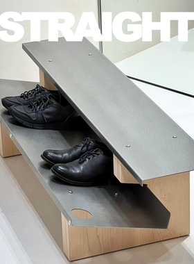 STRAIGHT原创硬枫木【不急换鞋凳】实木不锈钢长凳鞋架入户玄关
