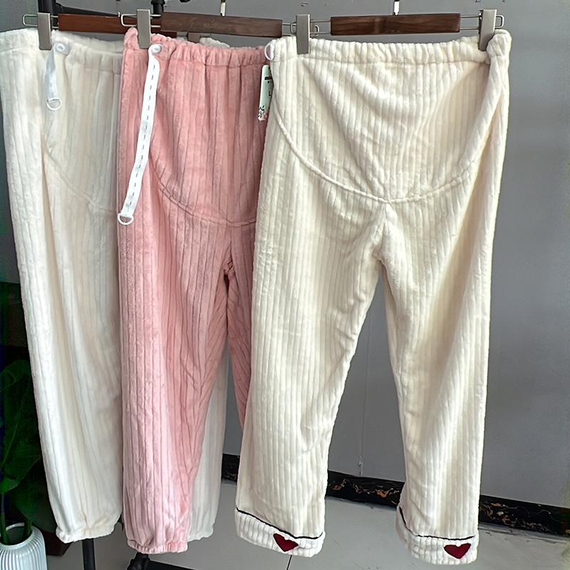 新款法兰绒可调节孕妇打底裤