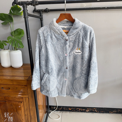 清仓处理法兰绒家居服女款加厚睡裙冬季居家睡衣家居裙保暖可外穿