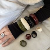 戒指 设计感颜色ins风个性 韩国博主同款 简约小众树脂手镯时尚