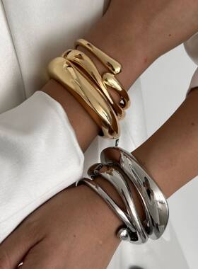 Bracelet潮流欧美风组合手镯高级感合金开口手镯 h