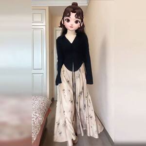 法式小个子连衣裙女春秋季2026新款设计感小众超好看气质裙子套装