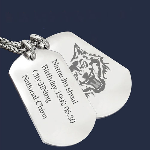 男女通用钛钢项链免费刻字照片