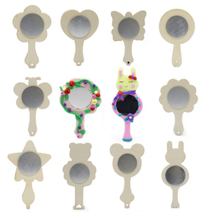 6.1儿童节母亲节女神节手工diy木质白胚迷你小镜子手绘珍珠泥镜子