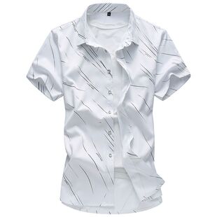 春夏衬衫男短袖休闲免烫花纹修身男士衫衬白衬衣商务碎花男款外穿