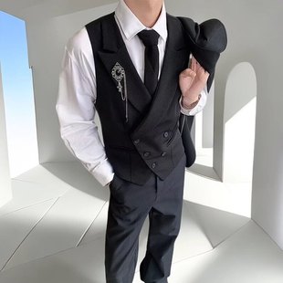 男西装 礼服新郎秋冬套装 马甲衬衫 结婚西式 三件套大码 伴郎服兄弟装