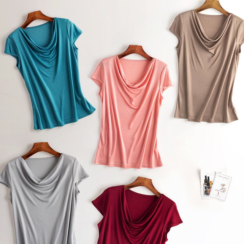 短袖荡领针织桑蚕丝大码外穿衬衣