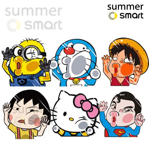 Smart汽车撞玻璃卡通车窗车贴纸
