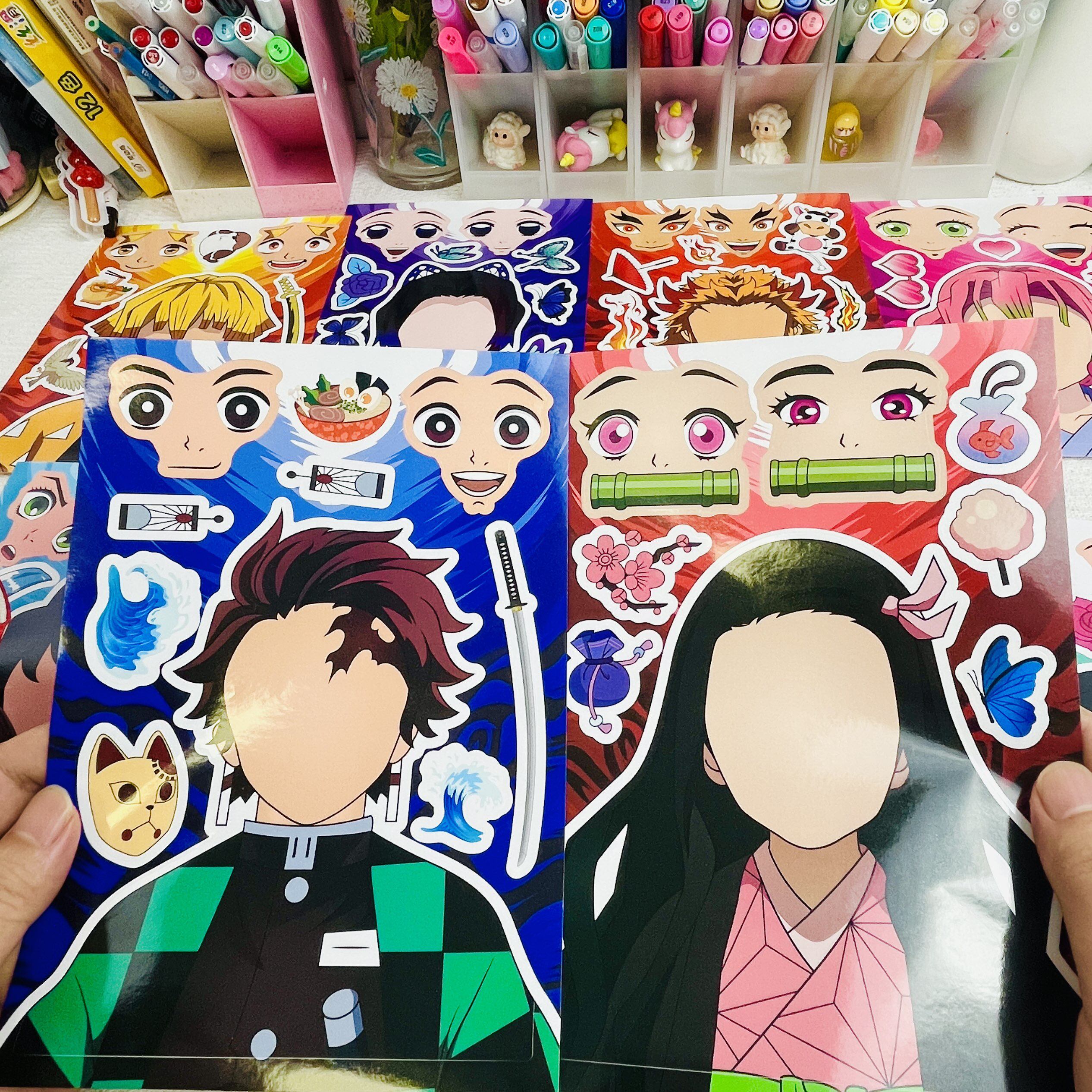 鬼灭之刃换装贴纸贴画(大尺寸高清)益智拼图手工DIY装饰素材