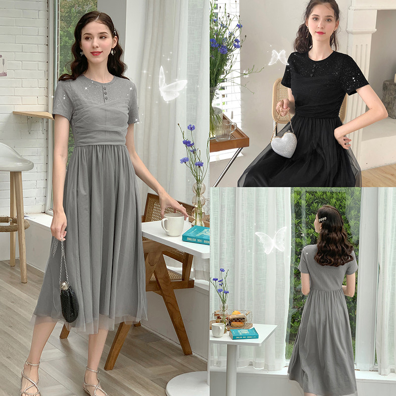 毛菇小象超仙气质连衣裙2020年新款女夏轻熟风设计感收腰显瘦裙子