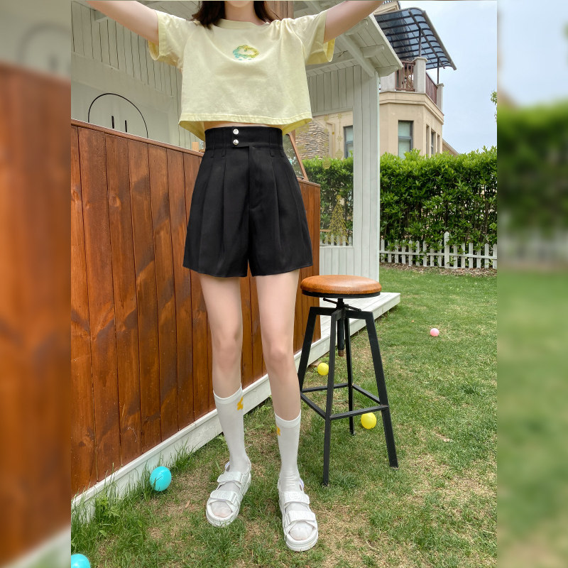 毛菇小象短裤女夏宽松裤2020新款韩版高腰学生裙裤显瘦阔腿休闲裤