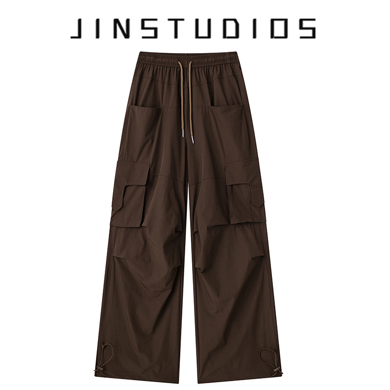 美式运动风个性辣妹阔腿工装裤