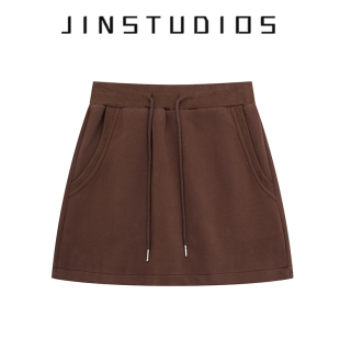 JIN自制春美式 短裙包臀显瘦百搭显腿长辣妹a字裙 运动风纯色基础款