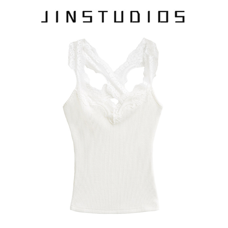 2025夏纯欲辣妹风交叉蕾丝肩带吊带背心修身显瘦百搭上衣打底短款,女装/女士精品,背心吊带,淘宝优惠券,粉丝福利购,淘宝优惠卷